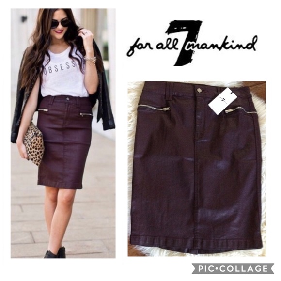 coated denim pencil skirt